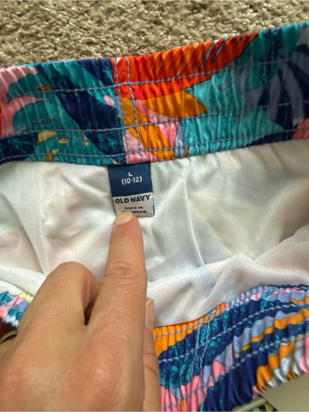 NWT Old Navy Tropical Swim Shorts - Blue Orange Multi Size L (10-12)